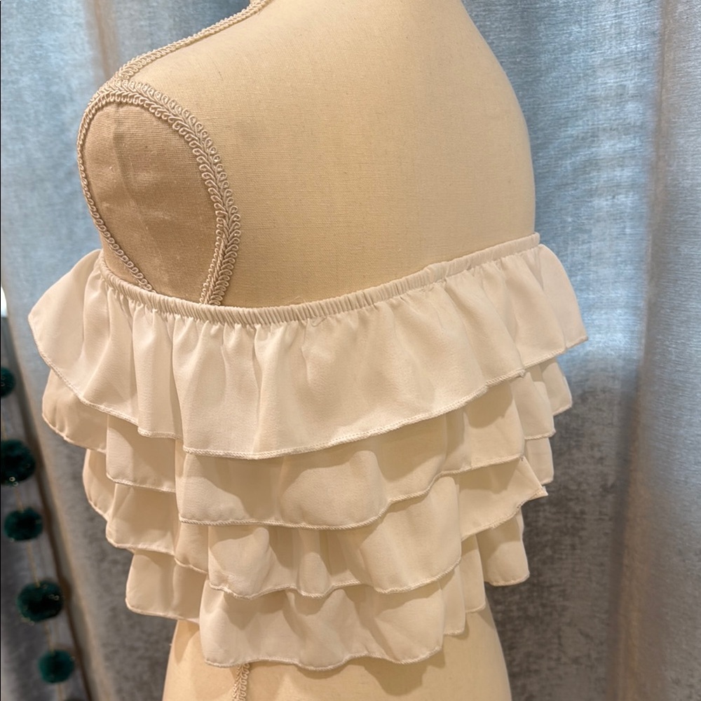 White Ruffled Off-Shoulder Top - Picture 4 of 5